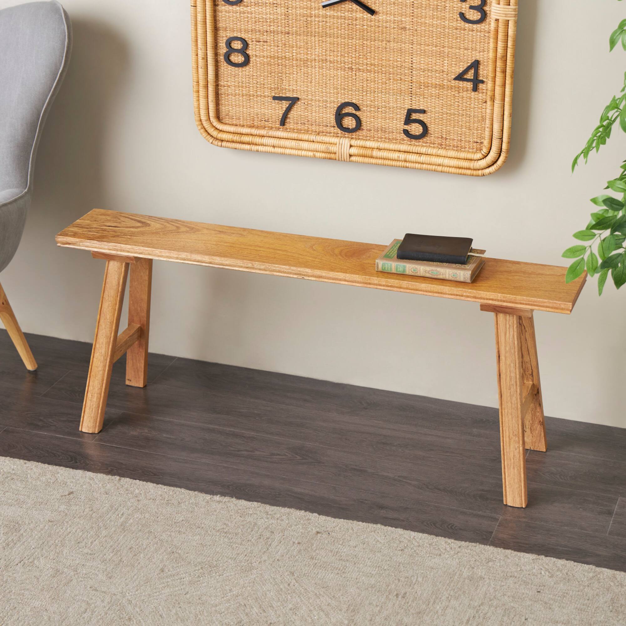 47.25" Brown Mango Wood Handmade Traditional Home Bench